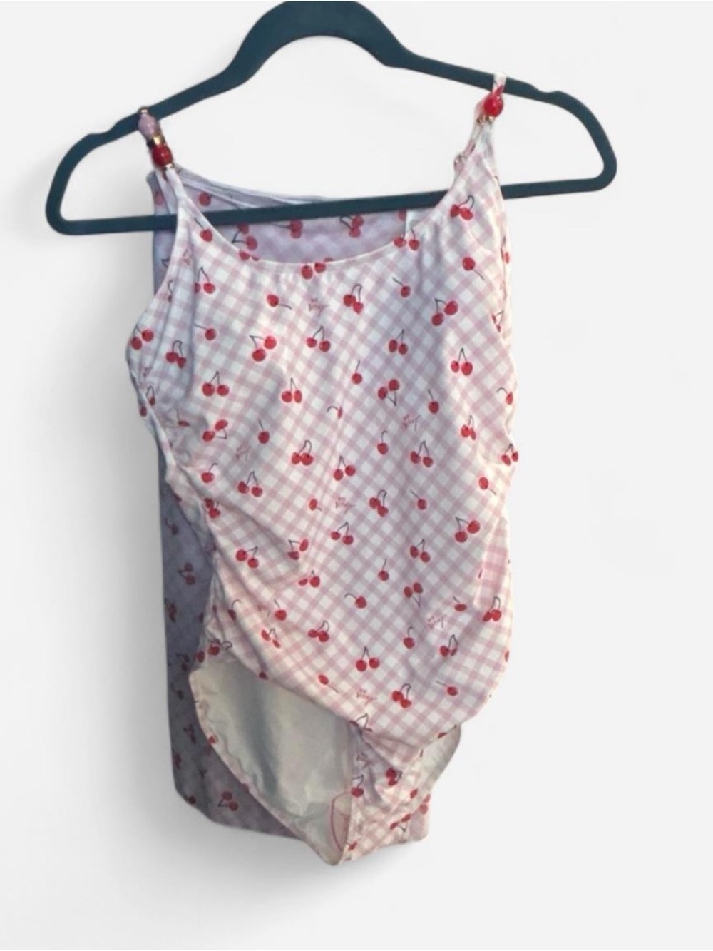 Betsey Johnson White Lined Swimwear with Pink Logo